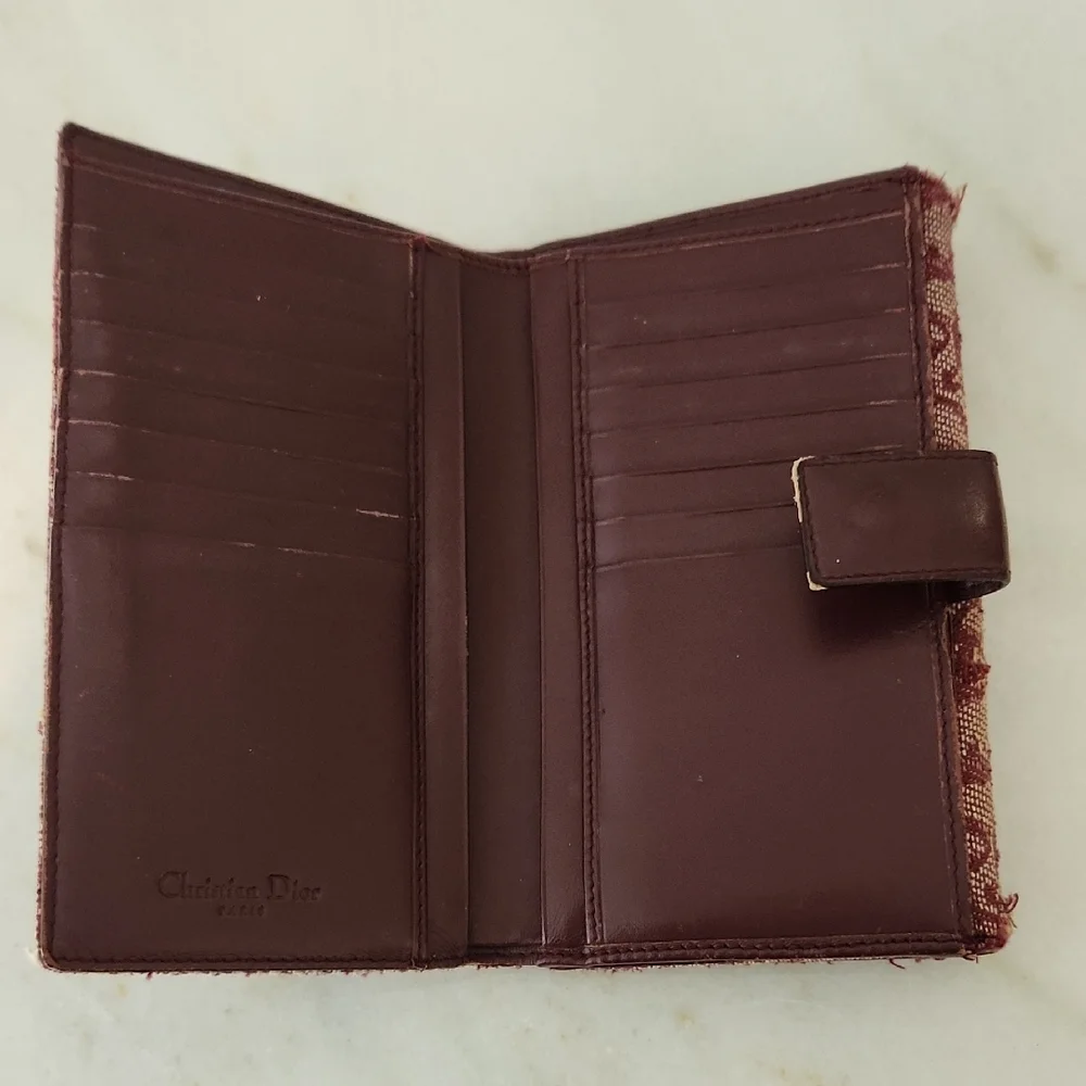 Christian Dior Rich Brown and Burgundy Leather Wallet
